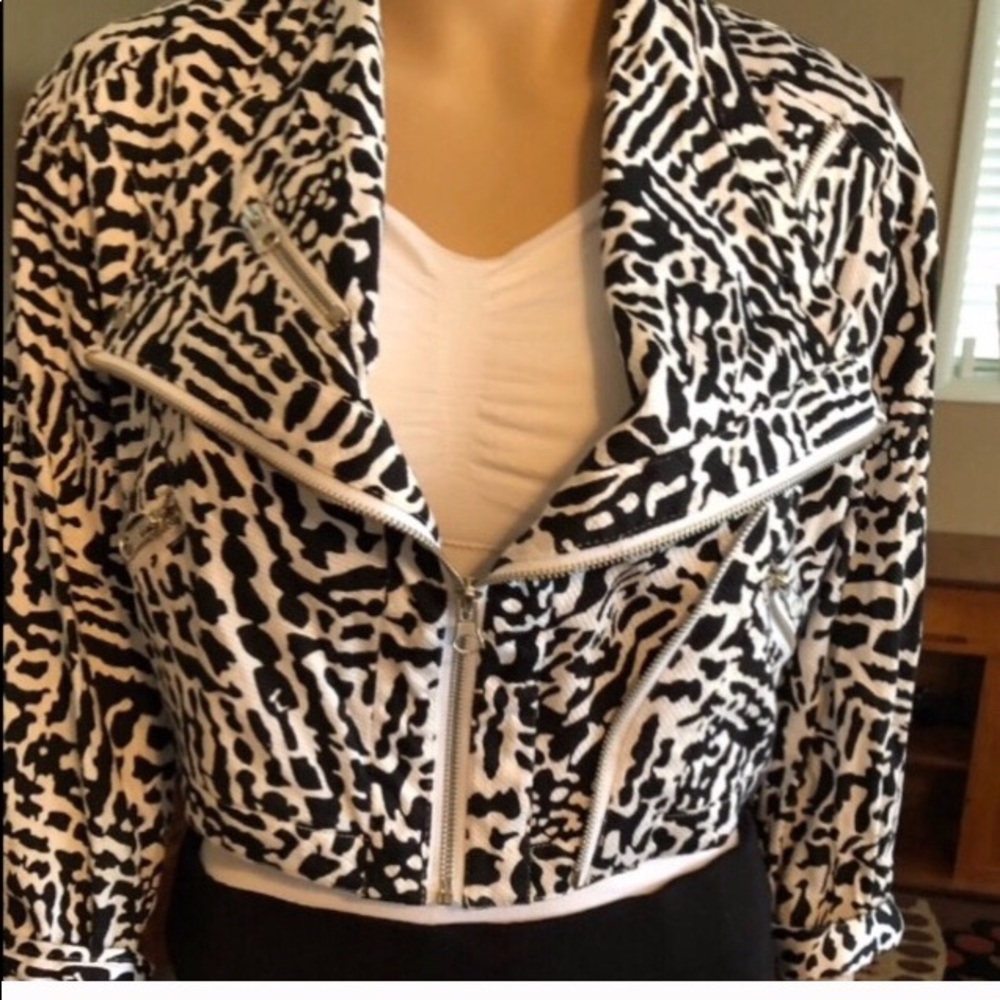 Ruby Cho black white Cheetah Short Cropped Jacket
